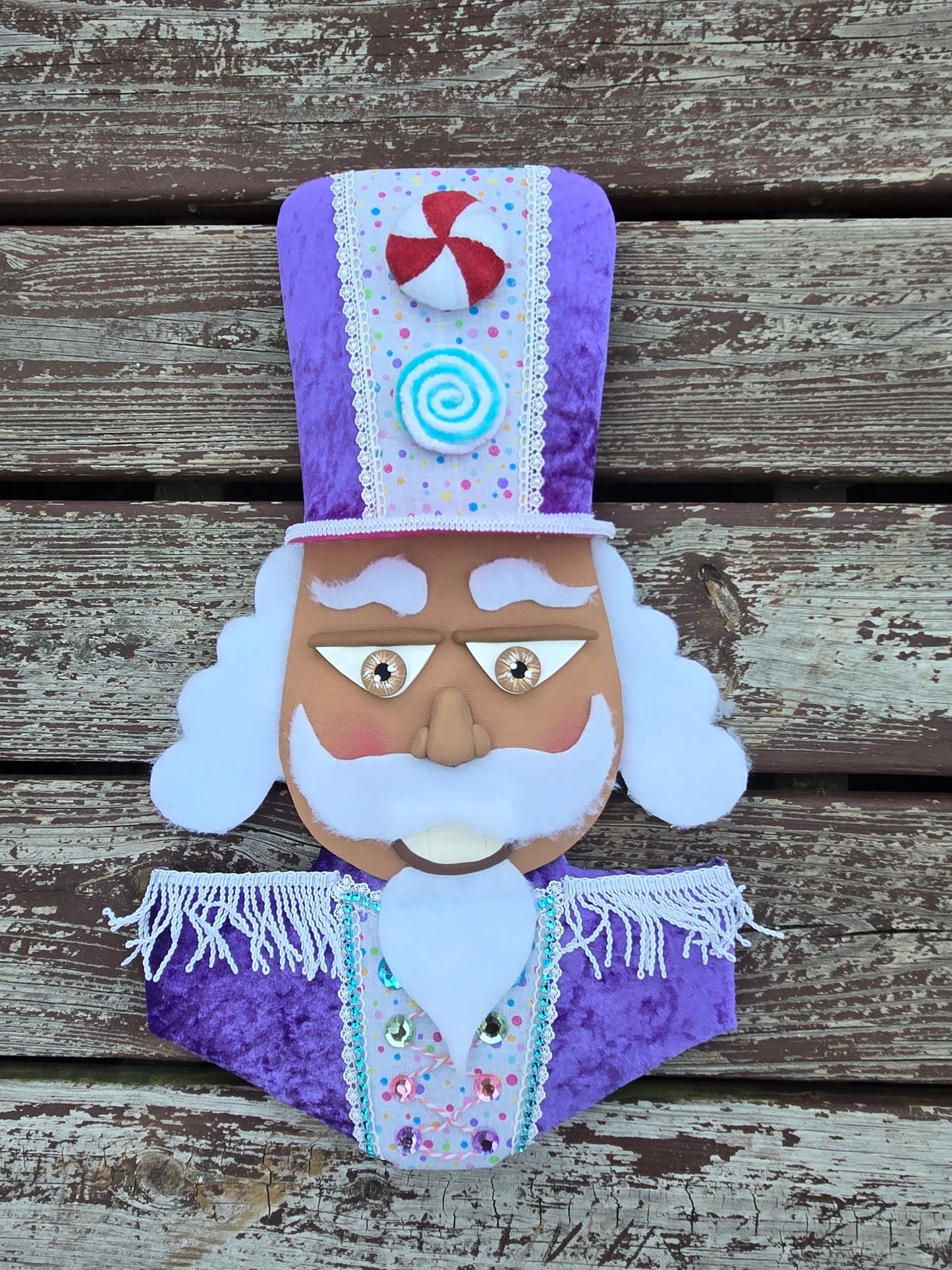 Nutcracker African American Christmas Wreath / Swag Attachment (Purple Candy) (Honey)