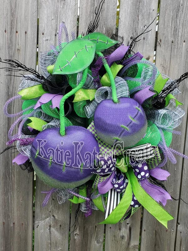 Frankenstein Cherries Halloween Wreath / Swag Attachment