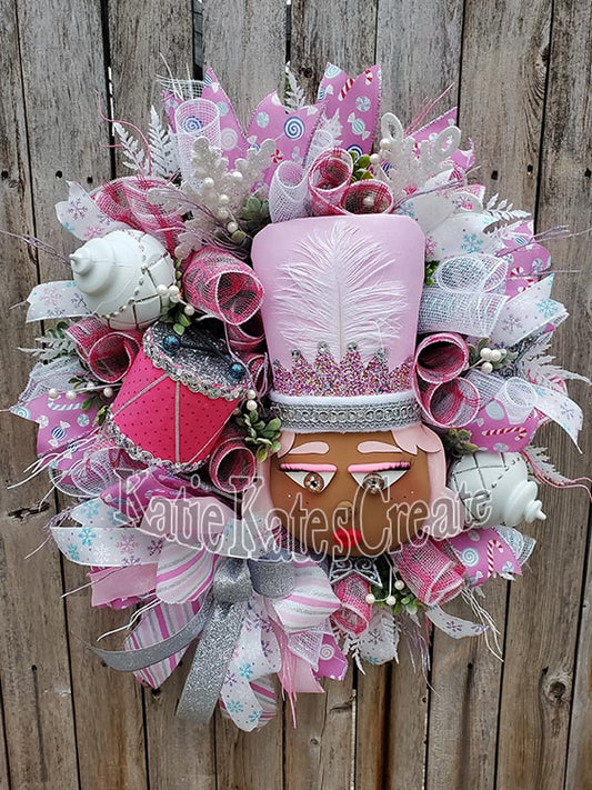 Nutcracker Pink Holiday 22" Wreath