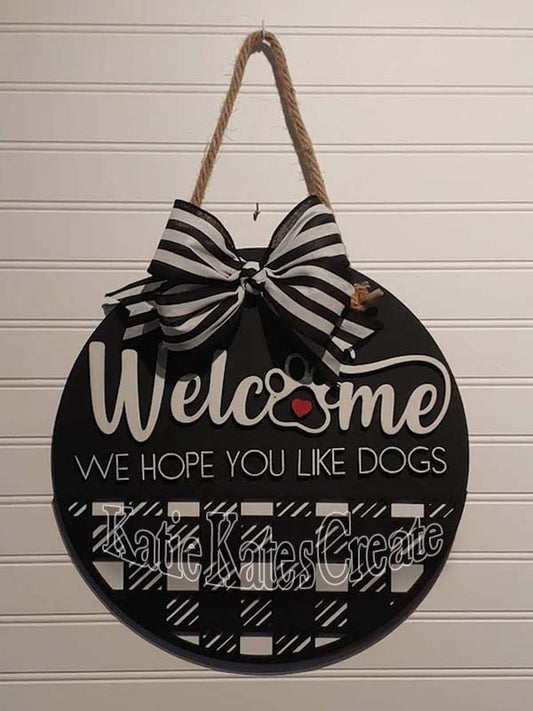 Dogs Welcome 14" Wooden Door Sign