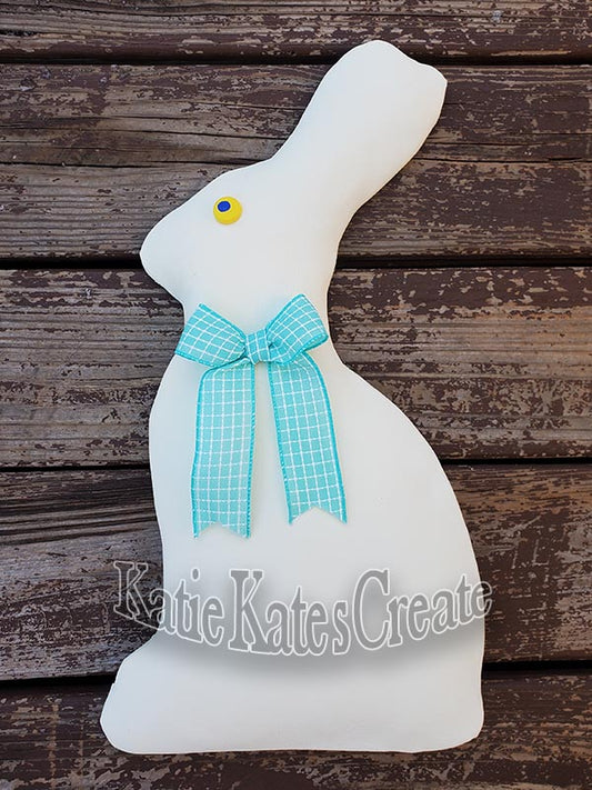 Faux White Chocolate Easter Bunny with Blue Ribbon