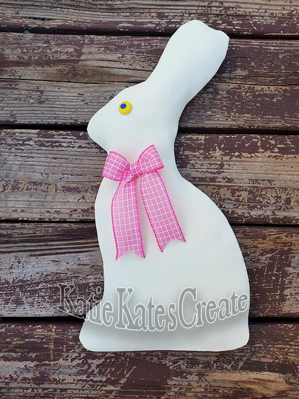 Faux White Chocolate Easter Bunny with Pink Ribbon