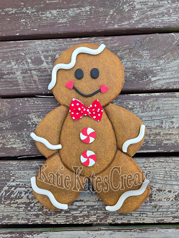 Gingerbread Man Mini Christmas Wreath / Swag Attachment (Red Bow & Red Buttons)