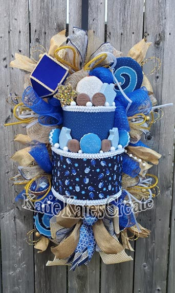 Hanukkah Cake Full Length Door Wreath / Swag