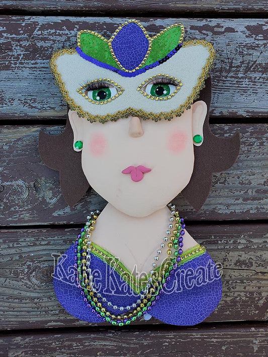 Marnie the Mardi Gras Krewe Wreath / Swag Attachment (Caucasian)