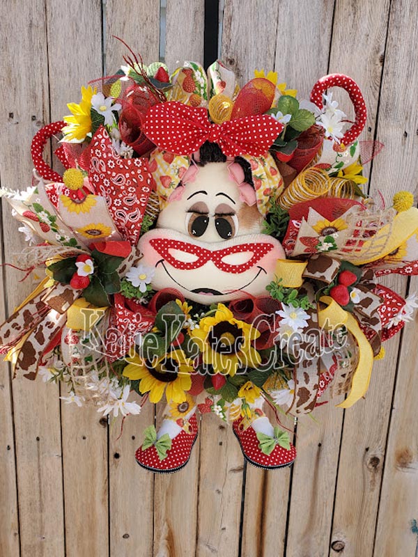 Miss Berry Cow Wreath / Swag Attachment