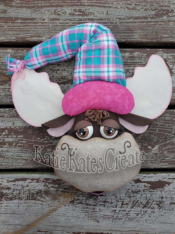 Mooseltoe Christmas Wreath / Swag Attachment with Plaid Flannel Hat