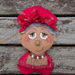 African American Mini Santa & Mrs. Clause Christmas Wreath / Swag Attachment Set (Red Attire) (Honey)