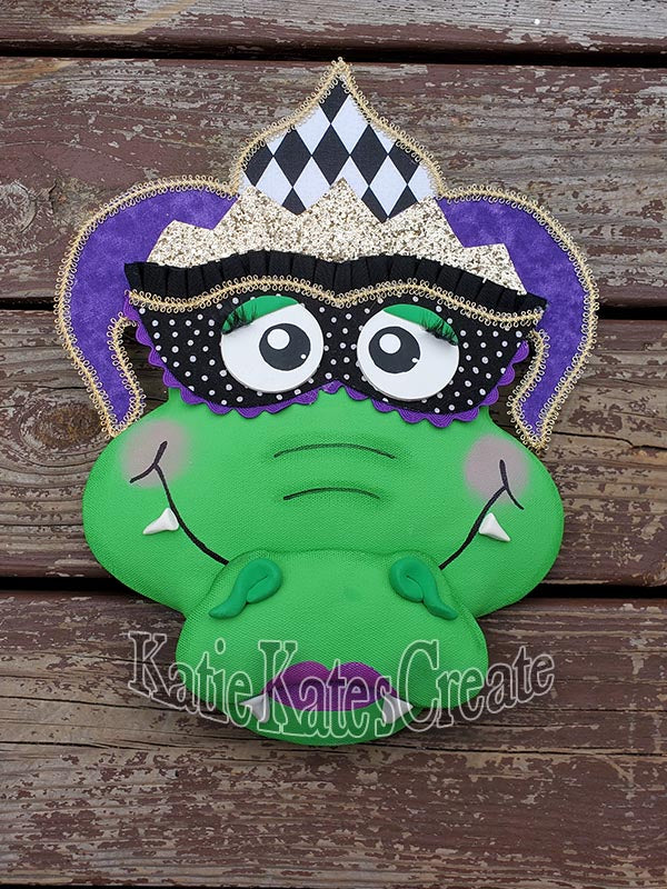 Rex & Nola the Mardi Gras Whimsical Alligators Wreath / Swag Attachment Set