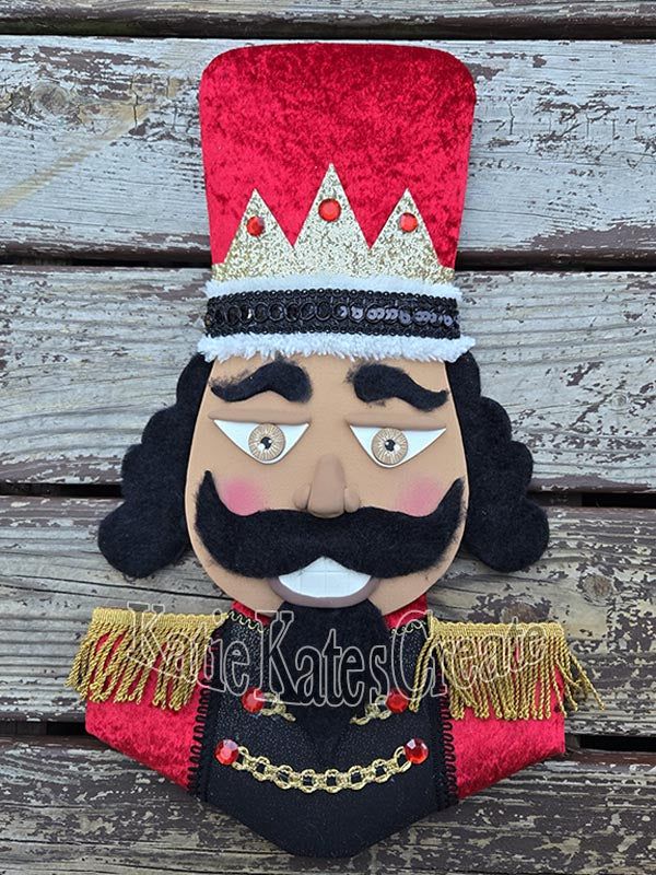 Nutcracker African American Christmas Wreath / Swag Attachment (Red) (Honey)