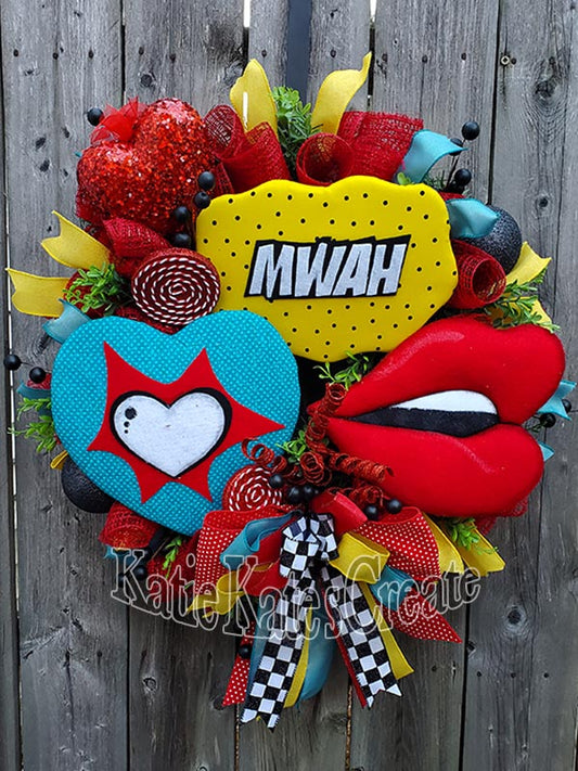 Valentine's Day Pop Art 22" Wreath