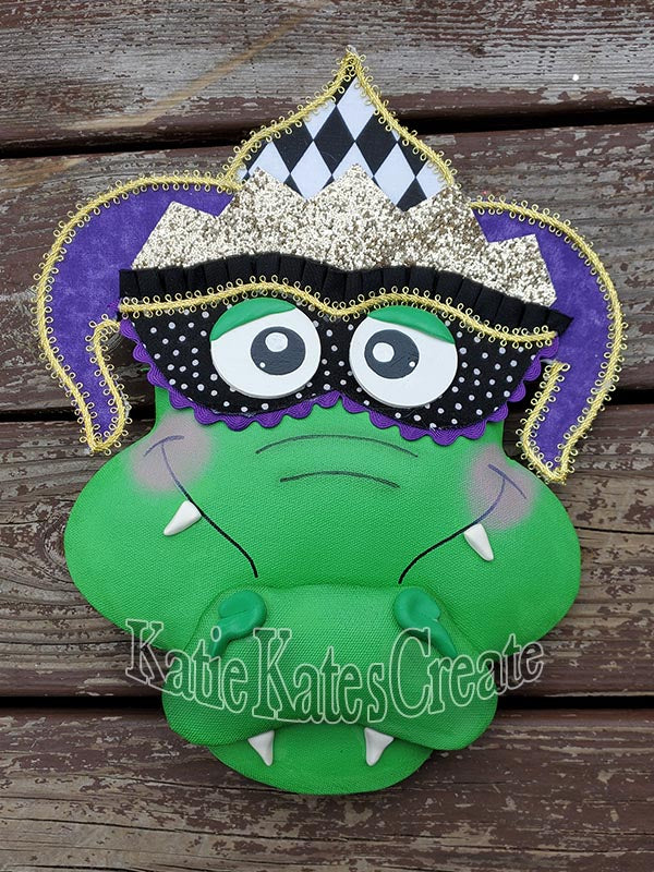 Rex the Mardi Gras Whimsical Alligator Wreath / Swag Attachment