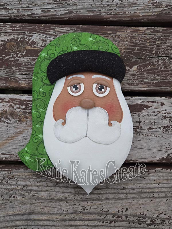 African American Mini Santa & Mrs. Clause Christmas Wreath / Swag Attachment Set (Green Swirl Attire) (Honey)