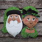 African American Mini Santa & Mrs. Clause Christmas Wreath / Swag Attachment Set (Green Swirl Attire) (Honey)