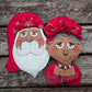 African American Mini Santa & Mrs. Clause Christmas Wreath / Swag Attachment Set (Red Attire) (Honey)