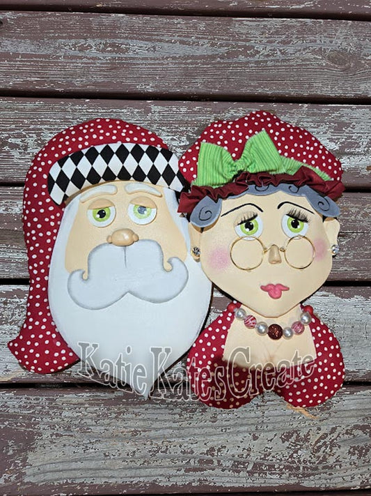 Santa & Mrs. Clause Red & White Polka Dot Hat Christmas Wreath / Swag Attachment Set