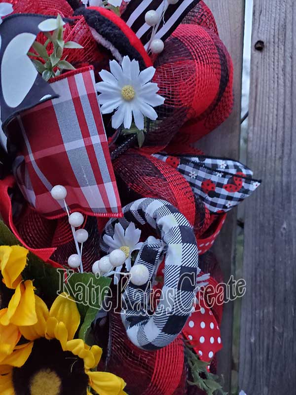 Sunflower & Ladybug Full Length Door Wreath / Swag