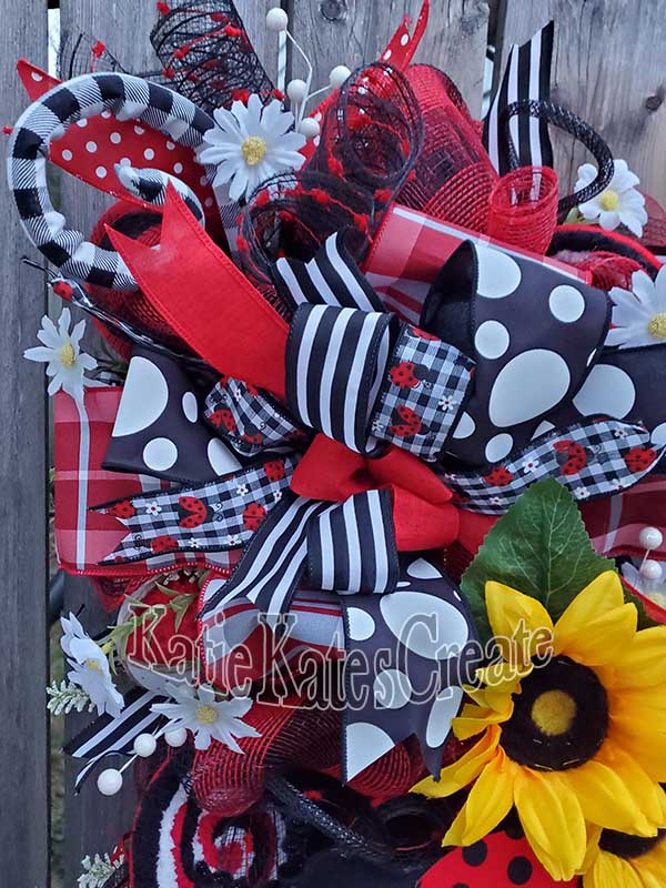 Sunflower & Ladybug Full Length Door Wreath / Swag