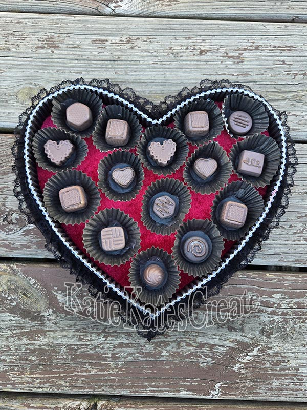 Faux Valentines Box of Chocolates Wreath Attachment (Black Trim)