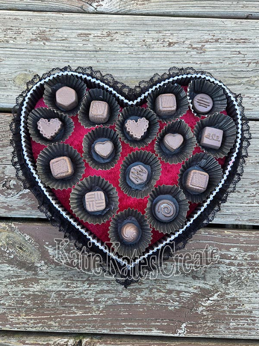 Faux Valentines Box of Chocolates Wreath Attachment (Black Trim)