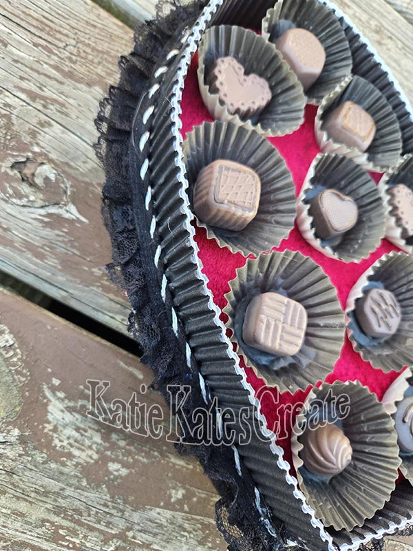 Faux Valentines Box of Chocolates Wreath Attachment (Black Trim)