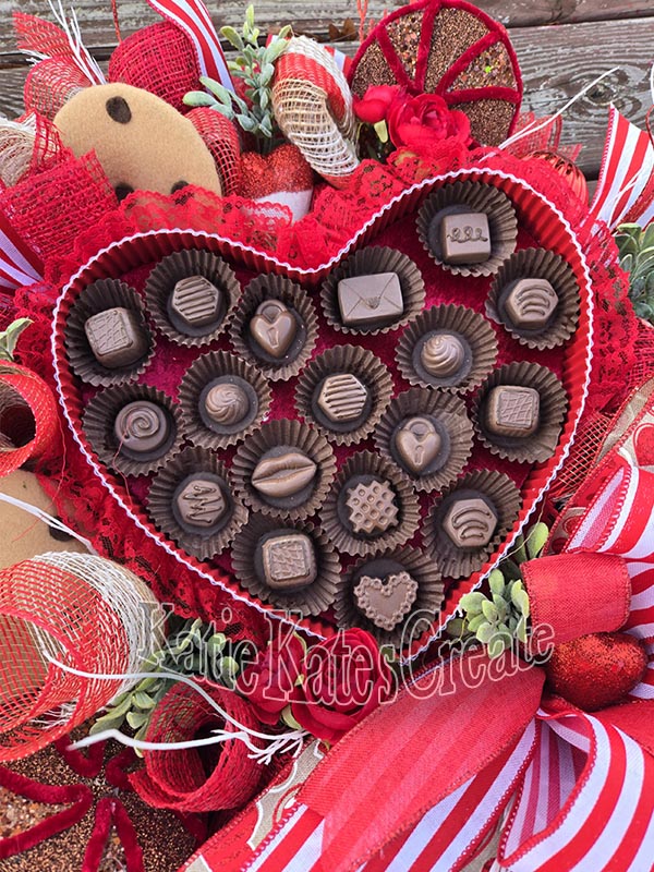 Valentine's Heart Shaped Chocolate Box 22" Wreath