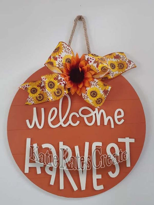 Welcome Harvest 14" Wooden Door Sign