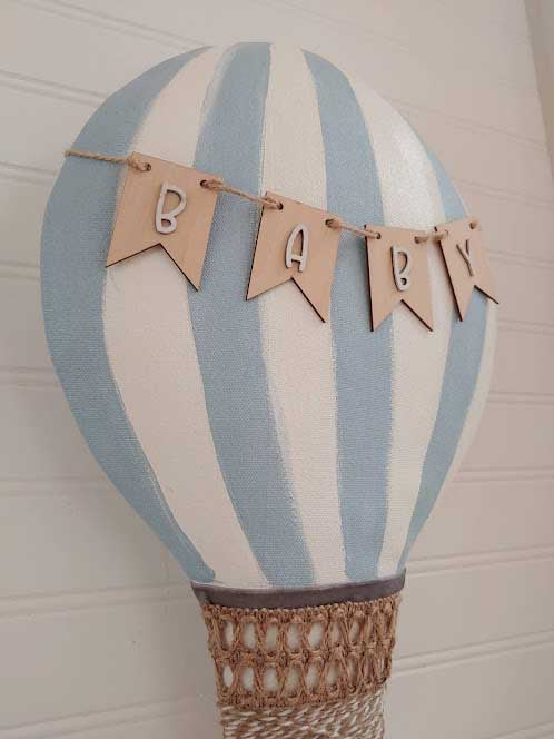 Hot Air Balloon Wreath Attachment, Wall décor, Baby Boy Décor (Blue and White)