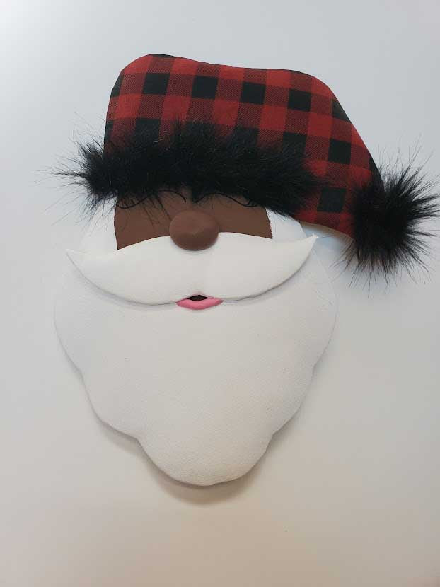 Jolly Nick African American Christmas Wreath Attachment (Buffalo Check)