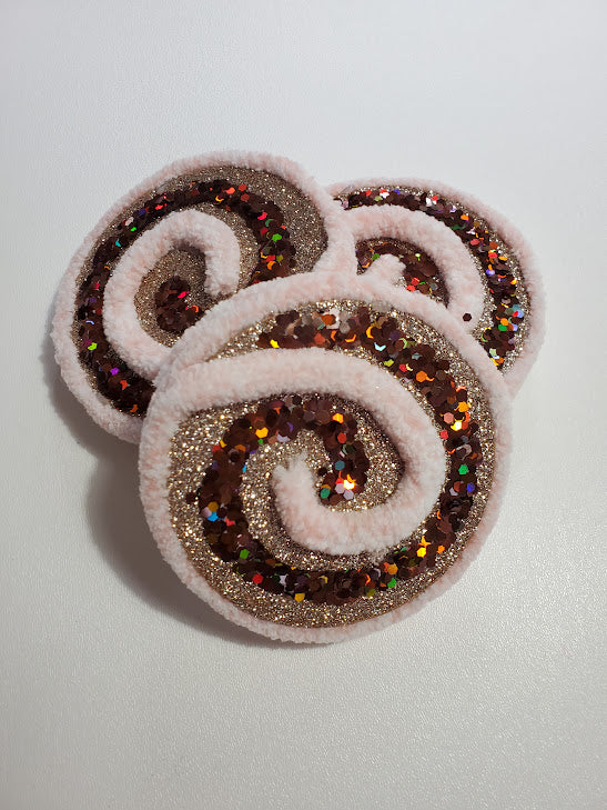 Ginger Bread Glitter Swirl Wreath Accents / Ornaments (set of 3)