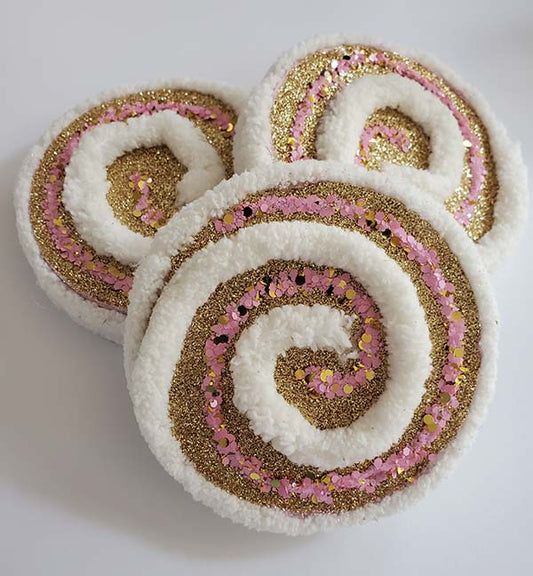 Champagne and White Glitter Swirl Wreath Accents / Ornaments (set of 3)