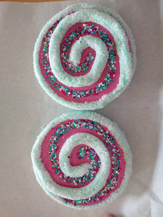 Mint and Pink Glitter Swirl Wreath Accents / Ornaments (set of 3)