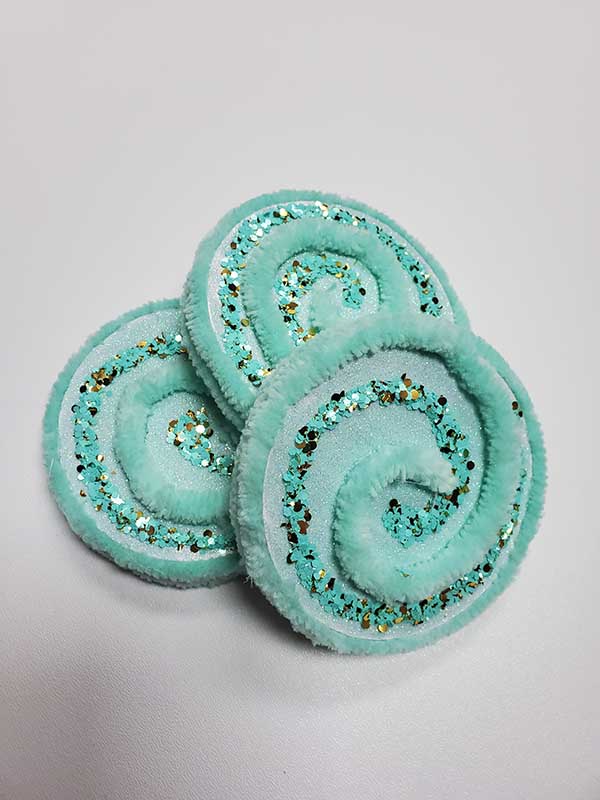 Mint on Mint Glitter Swirl Wreath Accents / Ornaments (set of 3)