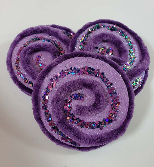 Purple and Purple Glitter Swirl Wreath Accents / Ornaments (set of 3)